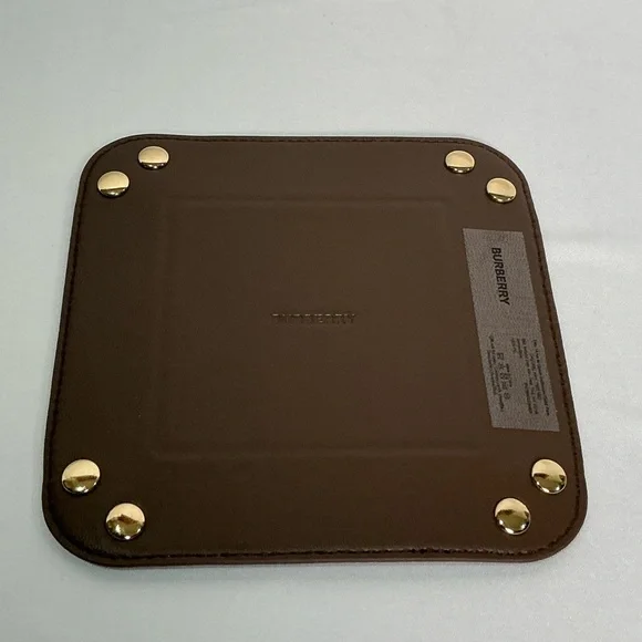 BurberryDark Brown PU Leather Valet Trinket Jewlery Tray New